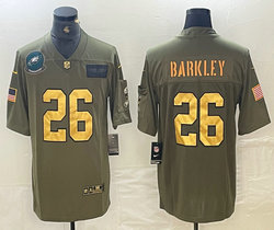 Nike Philadelphia Eagles #26 Saquon Barkley 2019 Gold Name Salute To Service Authentic Stitched NFL Jersey