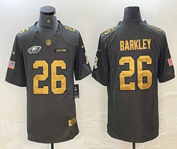 Nike Philadelphia Eagles #26 Saquon Barkley Carbon black Gold Name Stitched NFL Jersey