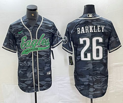 Nike Philadelphia Eagles #26 Saquon Barkley Grey Camo Joint Authentic Stitched baseball jersey
