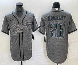 Nike Philadelphia Eagles #26 Saquon Barkley Hemp grey Joint Authentic Stitched baseball jersey
