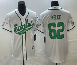 Nike Philadelphia Eagles #62 Jason Kelce White 2(II) Joint Authentic Stitched baseball jersey