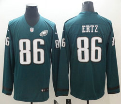 Nike Philadelphia Eagles #86 Zach Ertz Green Blue Long sleeve Authentic stitched NFL jersey