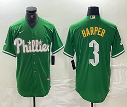 Nike Philadelphia Phillies #3 Bryce Harper Green Fashion Authentic Stitched MLB Jersey