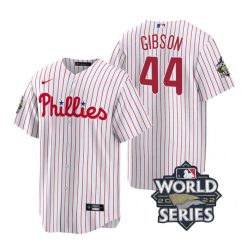 Nike Philadelphia Phillies #44 Kyle Gibson 2022 World Series White (Red Strip) Game Authentic Stitched MLB Jersey