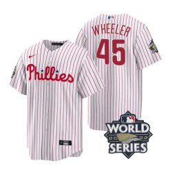 Nike Philadelphia Phillies #45 Zack Wheeler 2022 World Series White (Red Strip) Game Authentic Stitched MLB Jersey