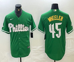 Nike Philadelphia Phillies #45 Zack Wheeler Green Fashion Authentic Stitched MLB Jersey