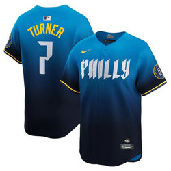 Nike Philadelphia Phillies #7 Trea Turner 2024 City Blue Authentic Stitched MLB Jersey