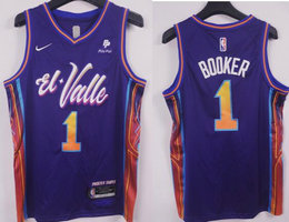 Nike Phoenix Suns #1 Devin Booker 2024 City With Advertising Stitched NBA Jersey