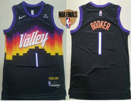 Nike Phoenix Suns #1 Devin Booker Black With 2022 Finals patch City 75th anniversary Jerse