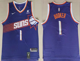 Nike Phoenix Suns #1 Devin Booker Purple 2023-24 With Advertising Authentic Stitched NBA Jersey