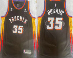 Nike Phoenix Suns #35 Kevin Durant Black 2023 6 Patch With Advertising Authentic Stitched NBA Jersey