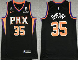 Nike Phoenix Suns #35 Kevin Durant Black 6 Patch With Advertising Authentic Stitched NBA Jersey