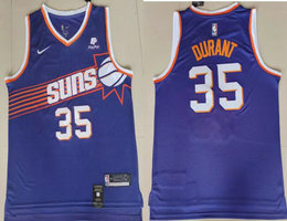 Nike Phoenix Suns #35 Kevin Durant Purple 2023-24 With Advertising Authentic Stitched NBA Jersey