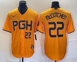Nike Pittsburgh Pirates #22 Andrew McCutchen Gold City Black 22 in front Game Authentic stitched MLB jersey