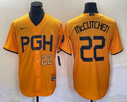 Nike Pittsburgh Pirates #22 Andrew McCutchen Gold City Gold 22 in front Game Authentic stitched MLB jersey