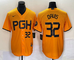 Nike Pittsburgh Pirates #32 Henry Davis Gold City Black 32 in front Game Authentic stitched MLB jersey