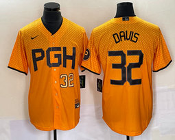 Nike Pittsburgh Pirates #32 Henry Davis Gold City Gold 32 in front Game Authentic stitched MLB jersey