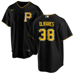 Nike Pittsburgh Pirates #38 Edward Olivares Black Game Authentic Stitched MLB Jersey
