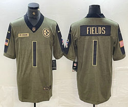 Nike Pittsburgh Steelers #1 Justin Fields 2021 salute to service Authentic Stitched NFL Jersey