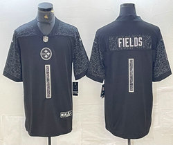 Nike Pittsburgh Steelers #1 Justin Fields Black Reflective Authentic Stitched NFL Jersey