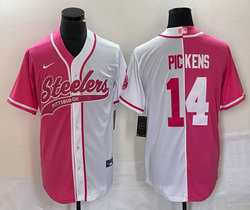 Nike Pittsburgh Steelers #14 George Pickens Pink White Joint Authentic Stitched baseball jersey