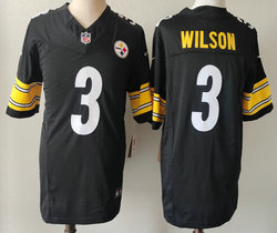 Nike Pittsburgh Steelers #3 Russell Wilson Black 2023 F.U.S.E. Stitched Football Jersey