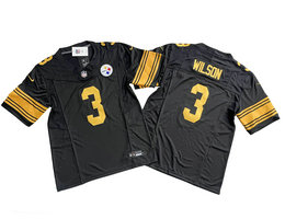 Nike Pittsburgh Steelers #3 Russell Wilson Black Gold Number 2023 F.U.S.E. Stitched Football Jersey
