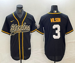Nike Pittsburgh Steelers #3 Russell Wilson Black Joint Authentic Stitched baseball jersey
