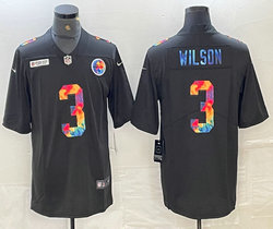 Nike Pittsburgh Steelers #3 Russell Wilson Black Rainbow Authentic Stitched NFL Jersey