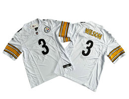 Nike Pittsburgh Steelers #3 Russell Wilson White 2023 F.U.S.E. Stitched Football Jersey