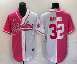 Nike Pittsburgh Steelers #32 Franco Harris Pink White Joint Authentic Stitched baseball jersey