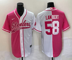 Nike Pittsburgh Steelers #58 Jack Lambert Pink White Joint Authentic Stitched baseball jersey