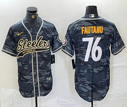 Nike Pittsburgh Steelers #76 Troy Fautanu Grey Camo Joint Authentic Stitched baseball jersey