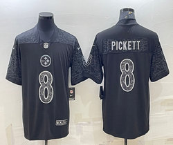 Nike Pittsburgh Steelers #8 Kenny Pickett Black Reflective Authentic Stitched NFL Jersey