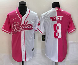 Nike Pittsburgh Steelers #8 Kenny Pickett Pink White Joint Authentic Stitched baseball jersey