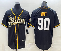 Nike Pittsburgh Steelers #90 T. J. Watt Black Adults Authentic Stitched baseball Jersey