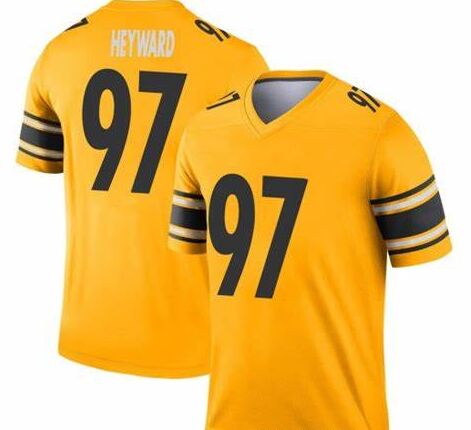 Nike Pittsburgh Steelers #97 Cameron Heyward Gold inverted legend 100th season jersey