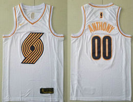 Nike Portland Trail Blazers #00 Carmelo Anthony White Gold Game Authentic Stitched NBA jersey