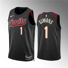 Nike Portland Trail Blazers #1 Anfernee Simons Black 2024 City Stitched NBA Jersey