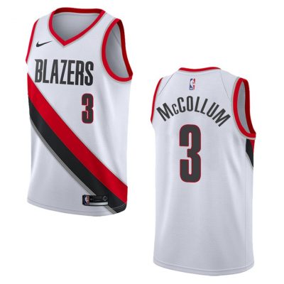 Nike Portland Trail Blazers #3 C.J. McCollum White Authentic Stitched NBA Jersey