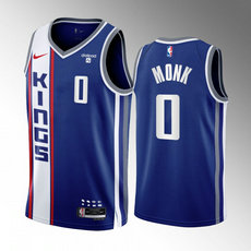 Nike Sacramento Kings #0 Malik Monk Blue 2024 City Stitched NBA Jersey