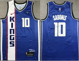Nike Sacramento Kings #10 Domantas Sabonis Blue 2024 With Advertising Authentic Stitched NBA jersey