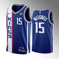 Nike Sacramento Kings #15 Davion Mitchell Blue 2024 City Stitched NBA Jersey