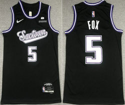 Nike Sacramento Kings #5 De'Aaron Fox Black City 75th anniversary With Advertising Authentic Stitched NBA jersey