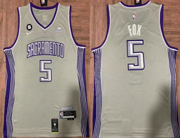 Nike Sacramento Kings #5 De'Aaron Fox Gray 2023 City Authentic Stitched NBA jersey