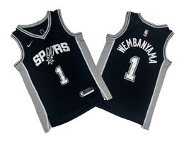 Nike San Antonio Spurs #1 Victor Wembanyama Black Authentic Stitched NBA jerseys