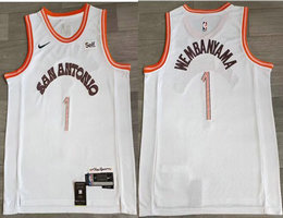 Nike San Antonio Spurs #1 Victor Wembanyama City 2023-24 With Advertising Authentic Stitched NBA Jersey