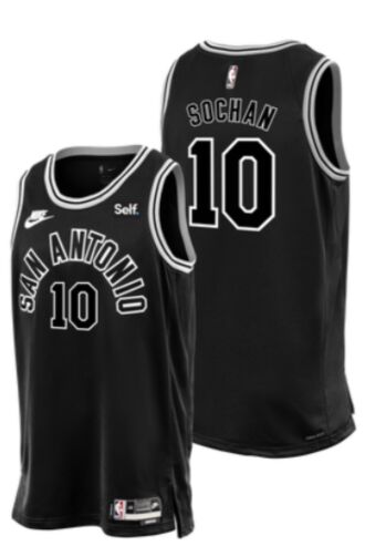 Nike San Antonio Spurs #10 Jeremy Sochan Black With Advertising Authentic Stitched NBA jersey