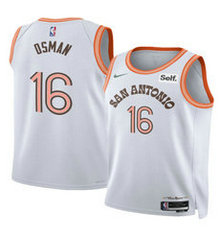Nike San Antonio Spurs #16 Cedi Osman 2024 White City Stitched NBA Jersey
