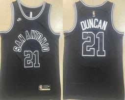 Nike San Antonio Spurs #21 Tim Duncan Black Authentic Stitched NBA jersey